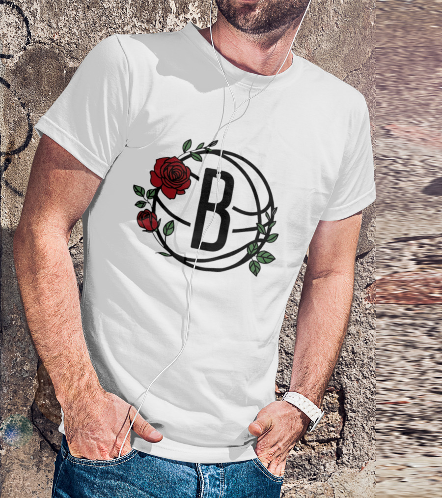 Brooklyn Nets Floral Basketball Rose B T-Shirt