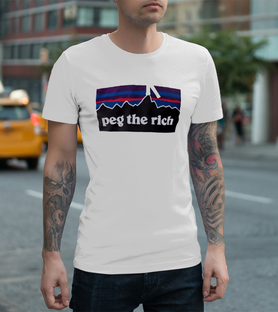 Peg The Rich Satire Mountain Peaks T-Shirt