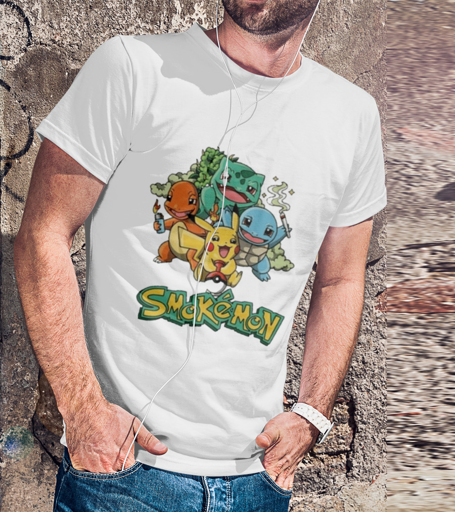 Smokemon Pikachu Charmander Squirtle Bulbasaur Fun T-Shirt