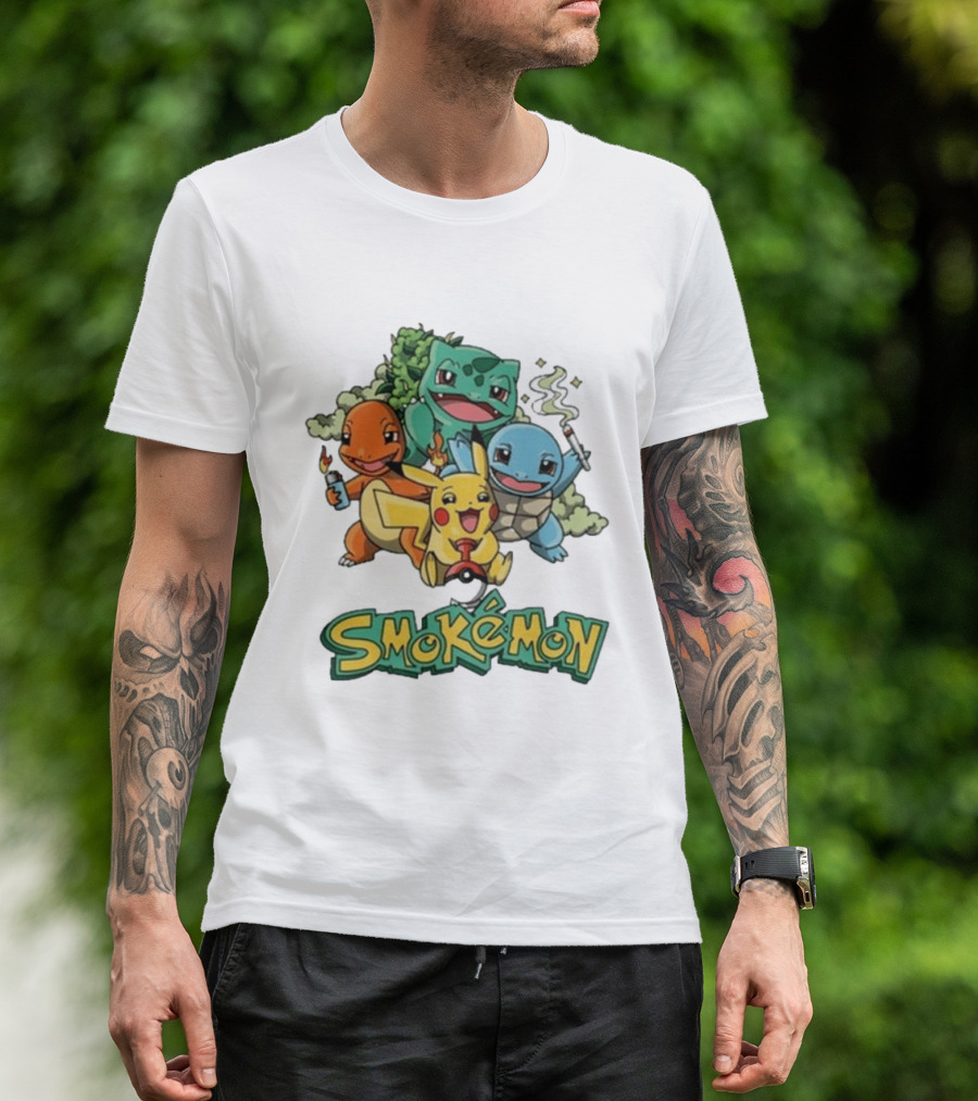 Smokemon Pikachu Charmander Squirtle Bulbasaur Fun T-Shirt