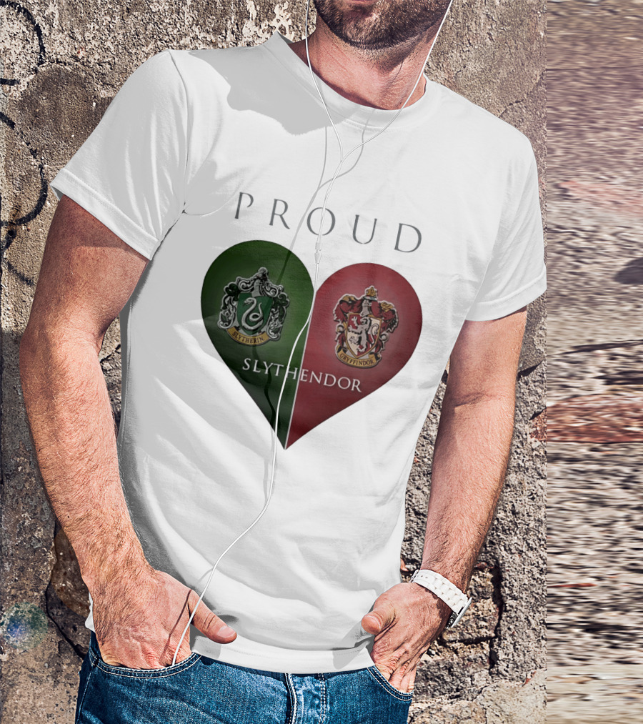Proud Slythendor Heart Slytherin Gryffindor Crest Combination T-Shirt