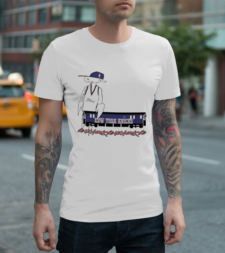Futura New York Knicks Go New York Go Subway Train Basketball T-Shirt