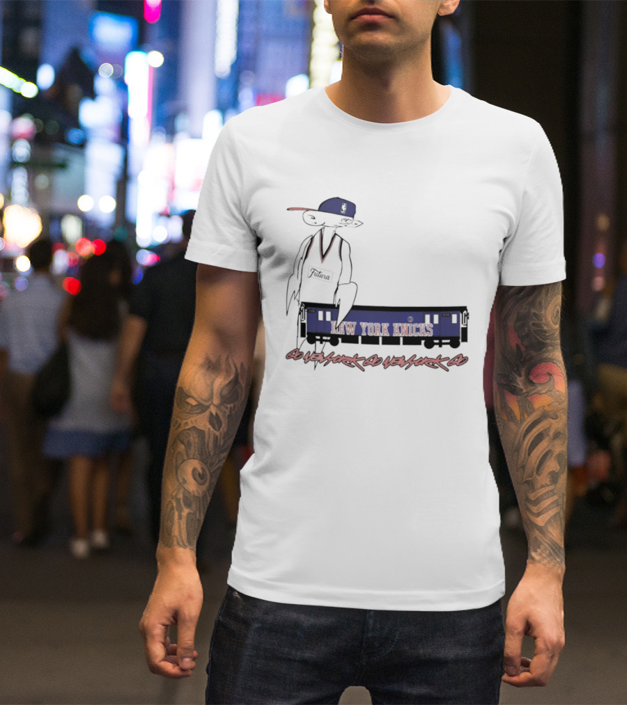 Futura New York Knicks Go New York Go Subway Train Basketball T-Shirt