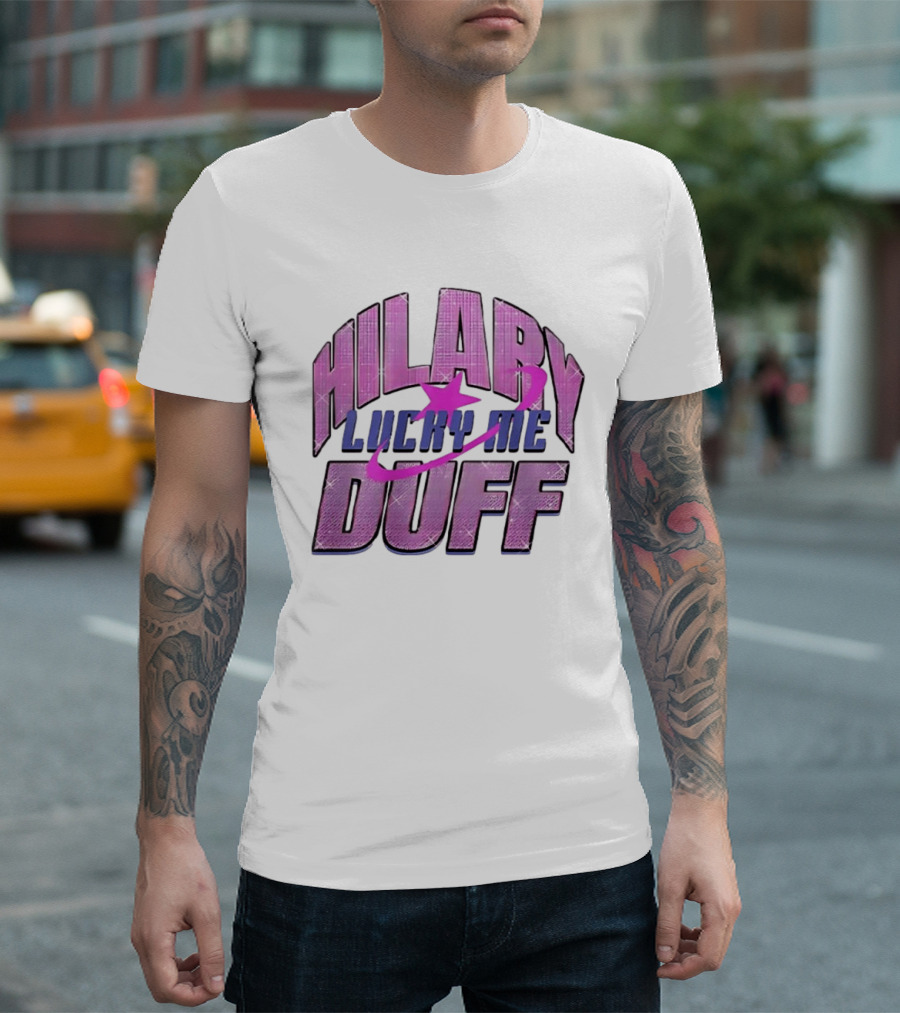 Hilary Duff Lucky Me Pink Glitter Star Planet Pop Singer T-Shirt