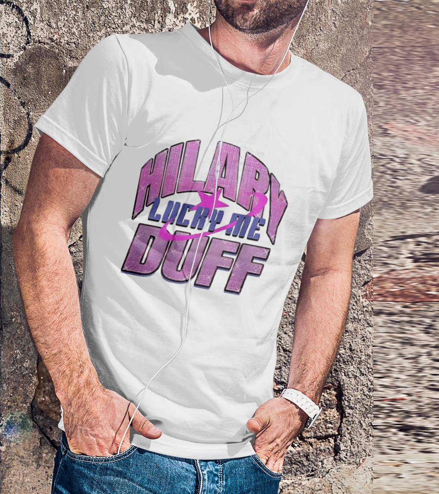 Hilary Duff Lucky Me Pink Glitter Star Planet Pop Singer T-Shirt