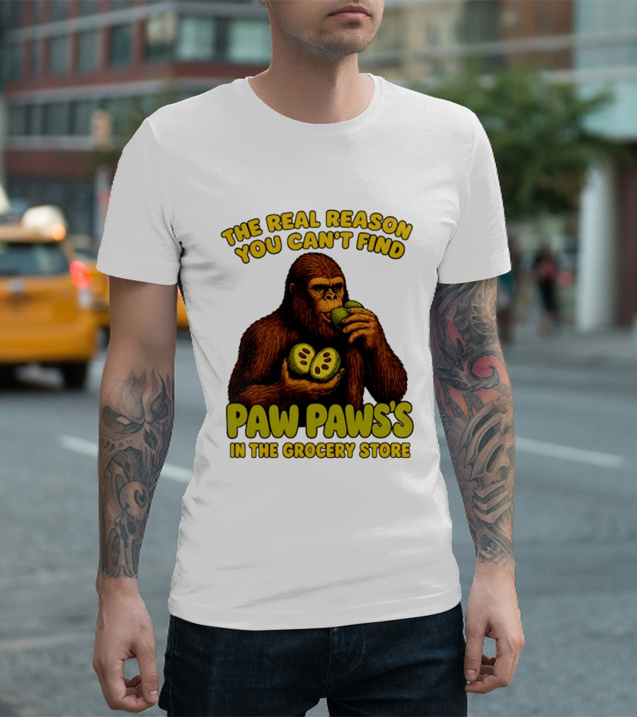 Pawpaw Fruit Mystery Sasquatch Eating Pawpaws In Grocery Store T-Shirt