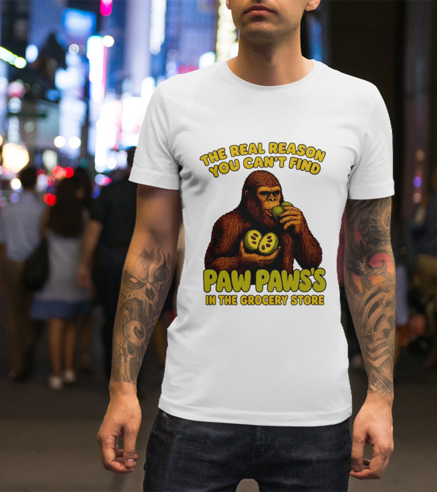 Pawpaw Fruit Mystery Sasquatch Eating Pawpaws In Grocery Store T-Shirt
