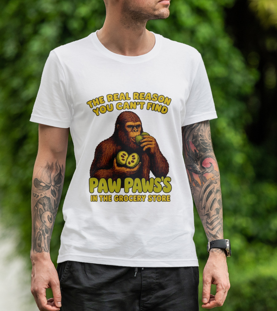 Pawpaw Fruit Mystery Sasquatch Eating Pawpaws In Grocery Store T-Shirt