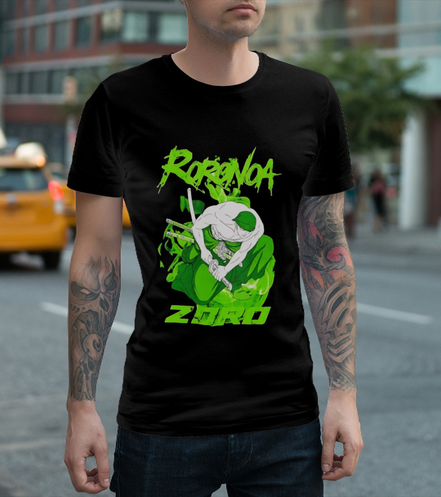 Roronoa Zoro Sword Fighter Anime Drawing T-Shirt