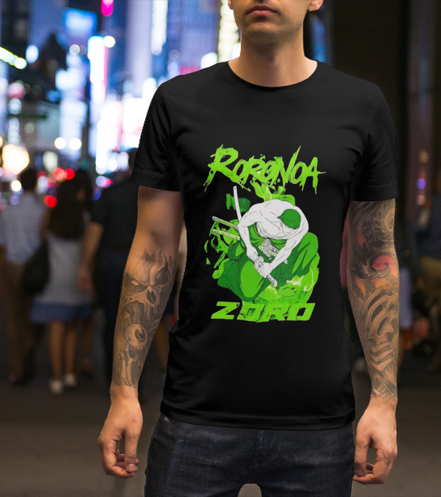 Roronoa Zoro Sword Fighter Anime Drawing T-Shirt