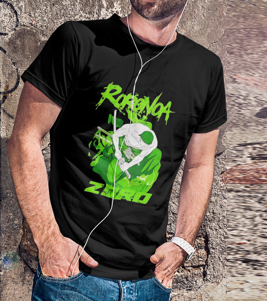 Roronoa Zoro Sword Fighter Anime Drawing T-Shirt