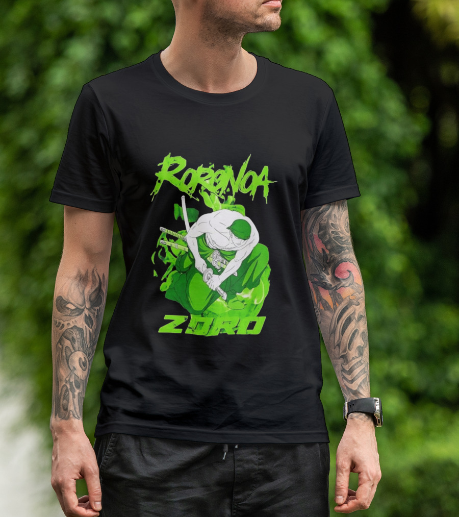 Roronoa Zoro Sword Fighter Anime Drawing T-Shirt