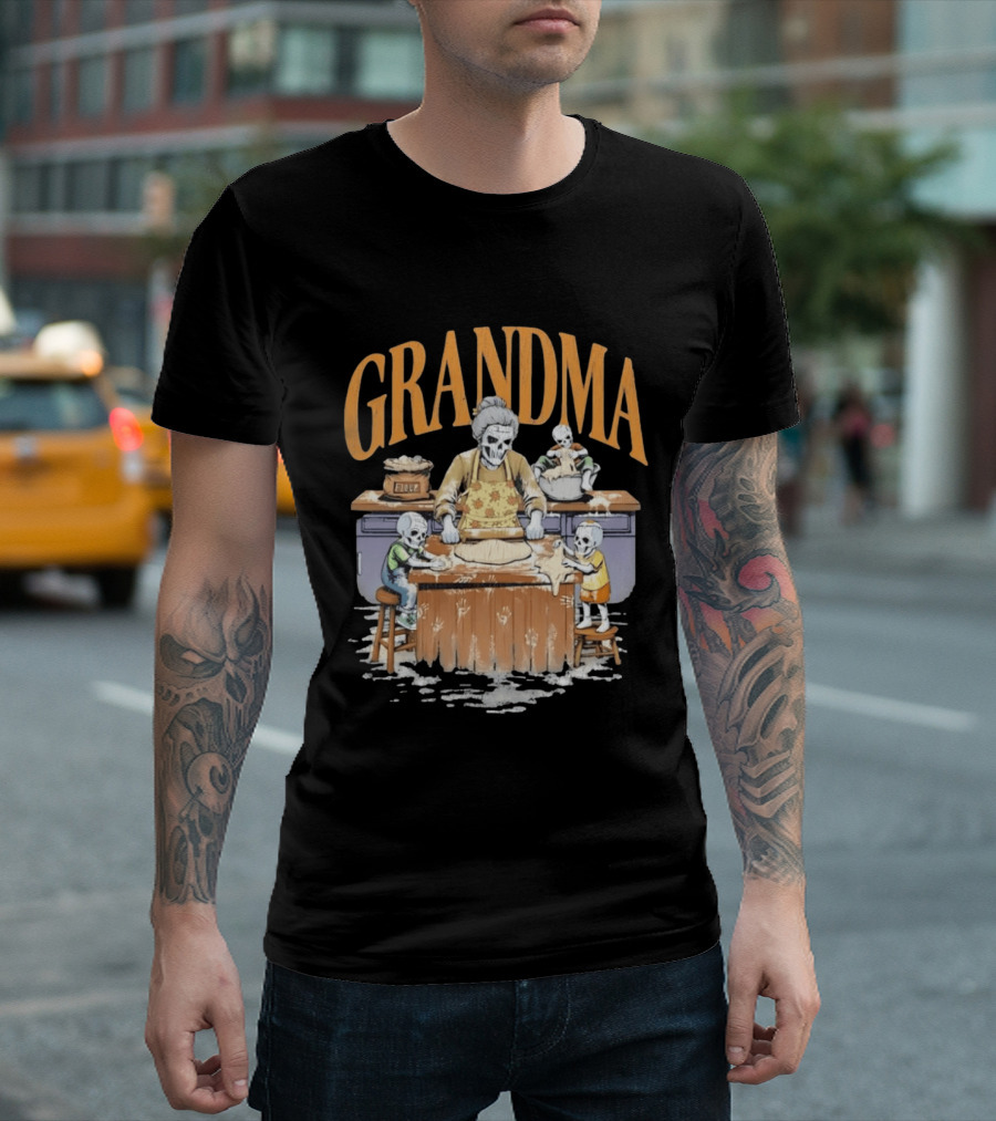 Grandma Baking Fun Skeleton Kitchen Flour Playtime T-Shirt