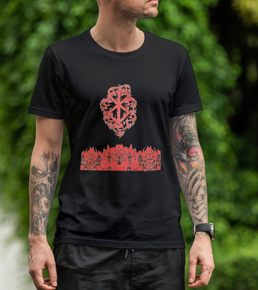Berserk Sacrifice Skulls Skeletons Symbolic Red T-Shirt