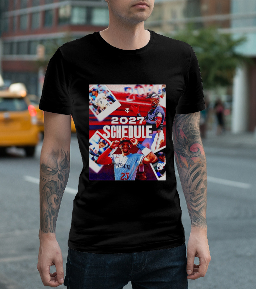 Minnesota Twins 2027 Schedule Collage With Players And Photos T-Shirt