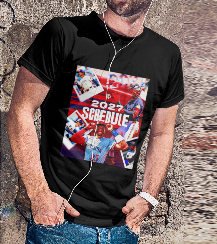 Minnesota Twins 2027 Schedule Collage With Players And Photos T-Shirt