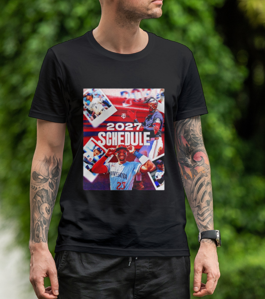 Minnesota Twins 2027 Schedule Collage With Players And Photos T-Shirt