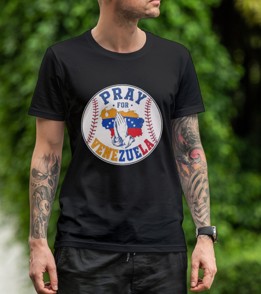 Pray For Venezuela Baseball Map Hands T-Shirt