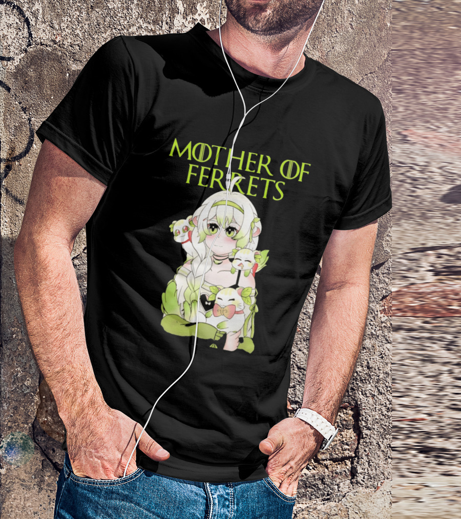 Mother Of Ferrets Anime Girl Ferret Lover Cute Kawaii T-Shirt