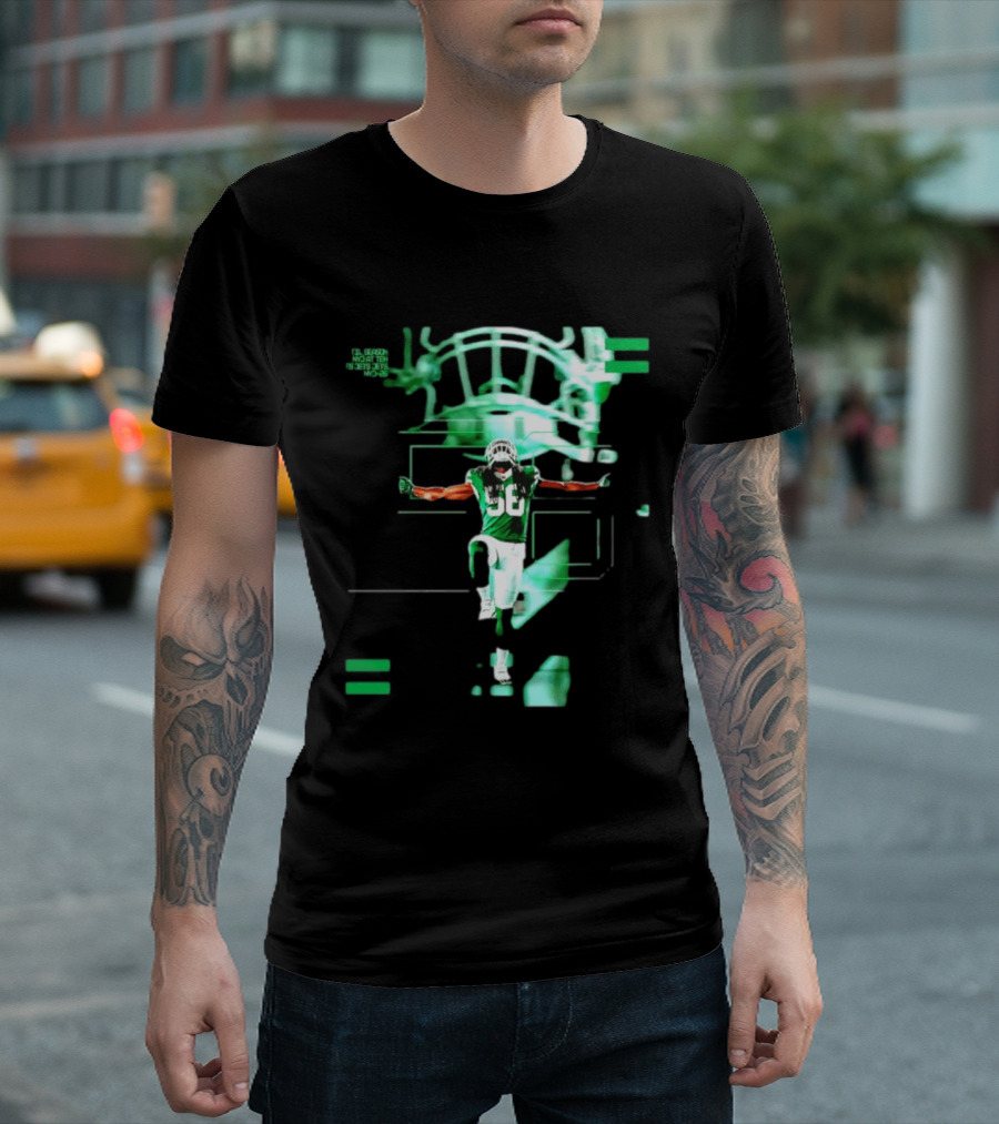 New York Jets 56 Days Til Season Countdown With Football Player And Helmet T-Shirt