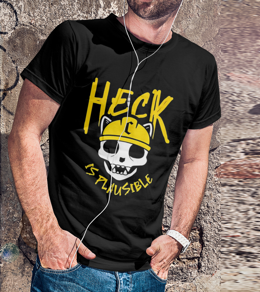 Heck Is Plausible Cat Skull Construction Helmet T-Shirt