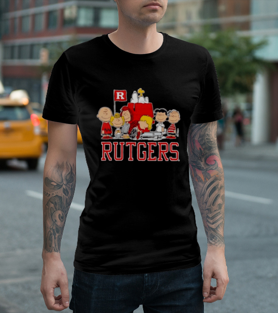 Peanuts Characters Rutgers Scarlet Knights Snoopy Woodstock Lucy Charlie Brown T-Shirt