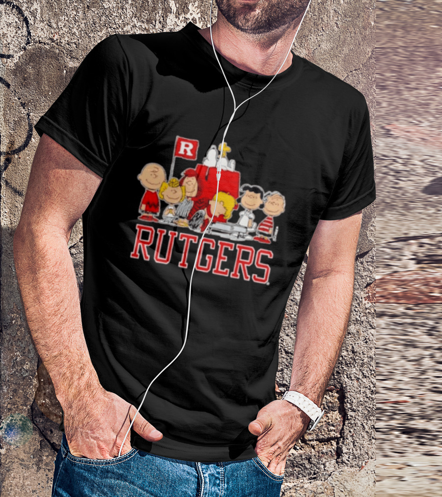 Peanuts Characters Rutgers Scarlet Knights Snoopy Woodstock Lucy Charlie Brown T-Shirt