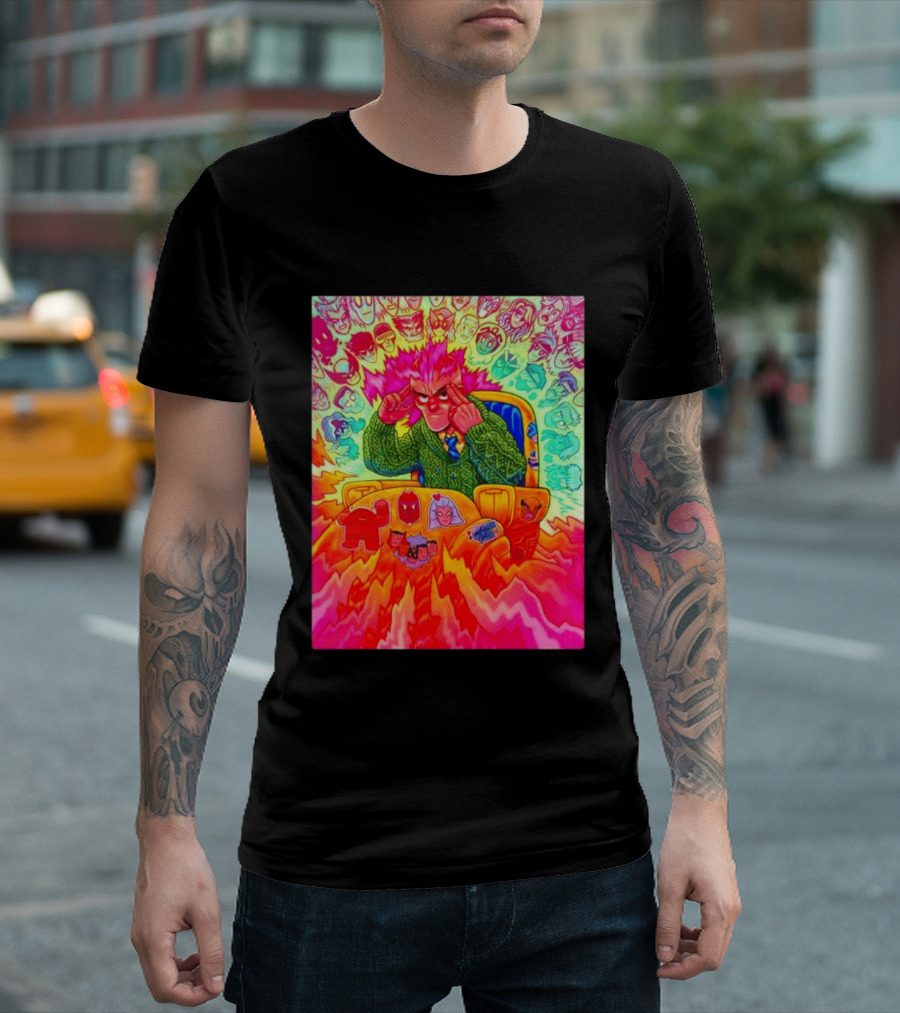 Professor X Dazzler World Tour X Men Collage Psychedelic Comic Art Marvel Characters T-Shirt