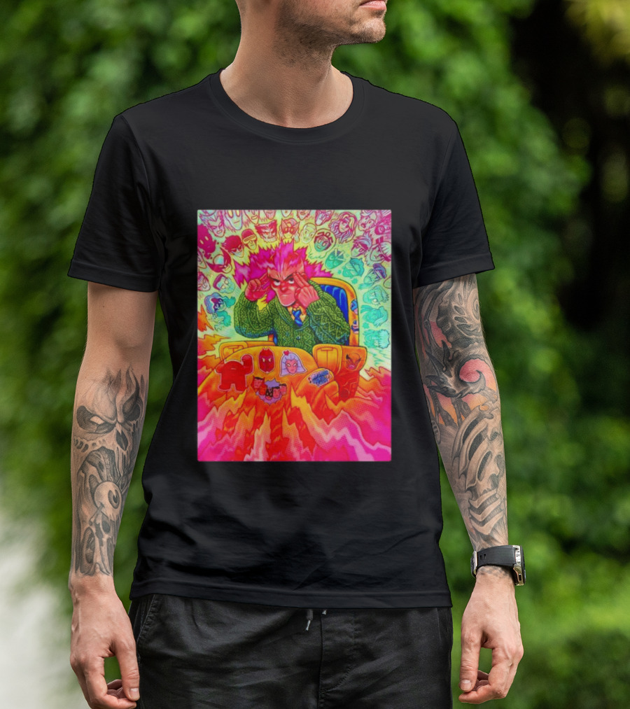 Professor X Dazzler World Tour X Men Collage Psychedelic Comic Art Marvel Characters T-Shirt