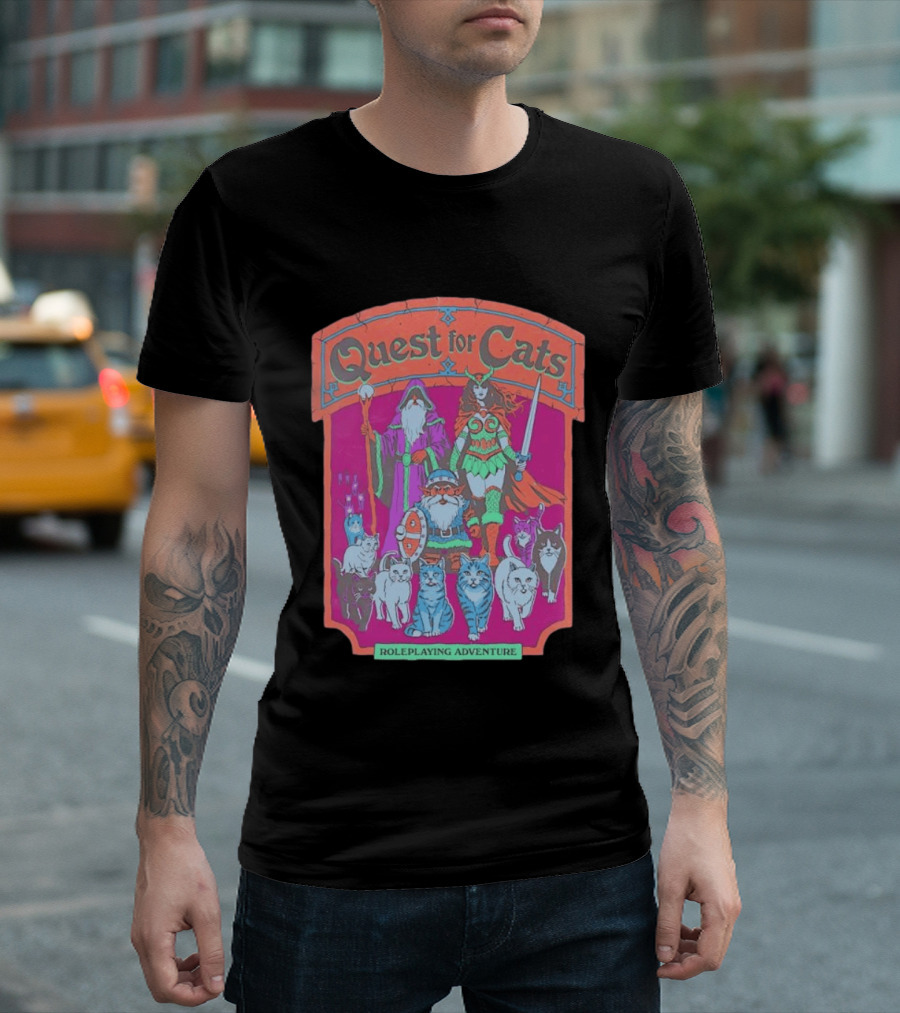 Quest For Cats Fantasy Roleplaying Adventure Mage Warriors And Cats T-Shirt
