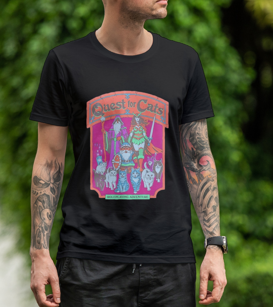 Quest For Cats Fantasy Roleplaying Adventure Mage Warriors And Cats T-Shirt