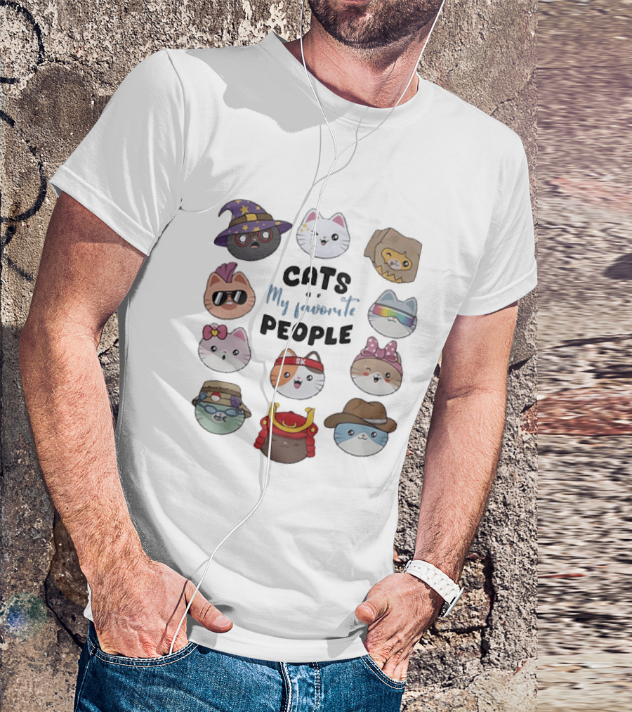 Cats Are My Favorite People Cute Wizard Ninja Cowboy Kawaii Kittens T-Shirt