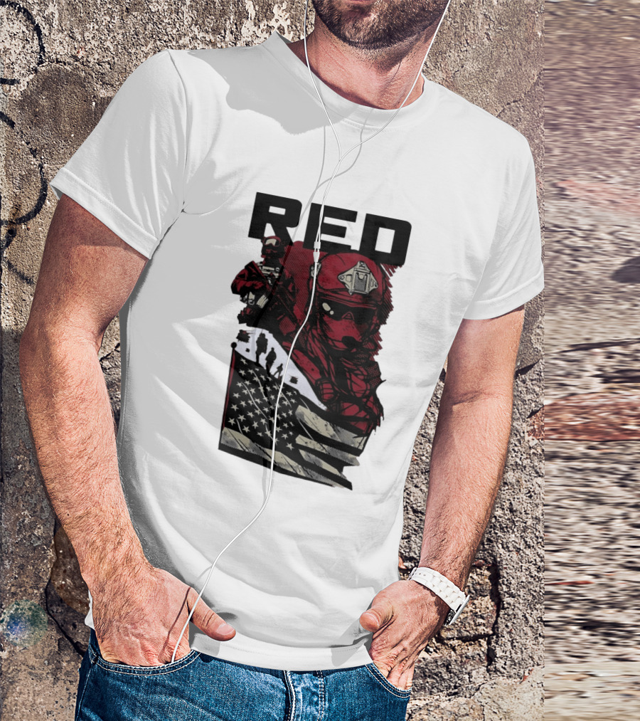 Red Military Special Forces Soldier American Flag T-Shirt