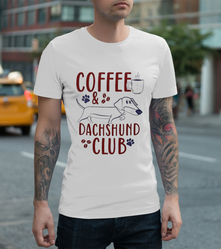 Coffee And Dachshund Club Paw Print Caffeine Espresso T-Shirt