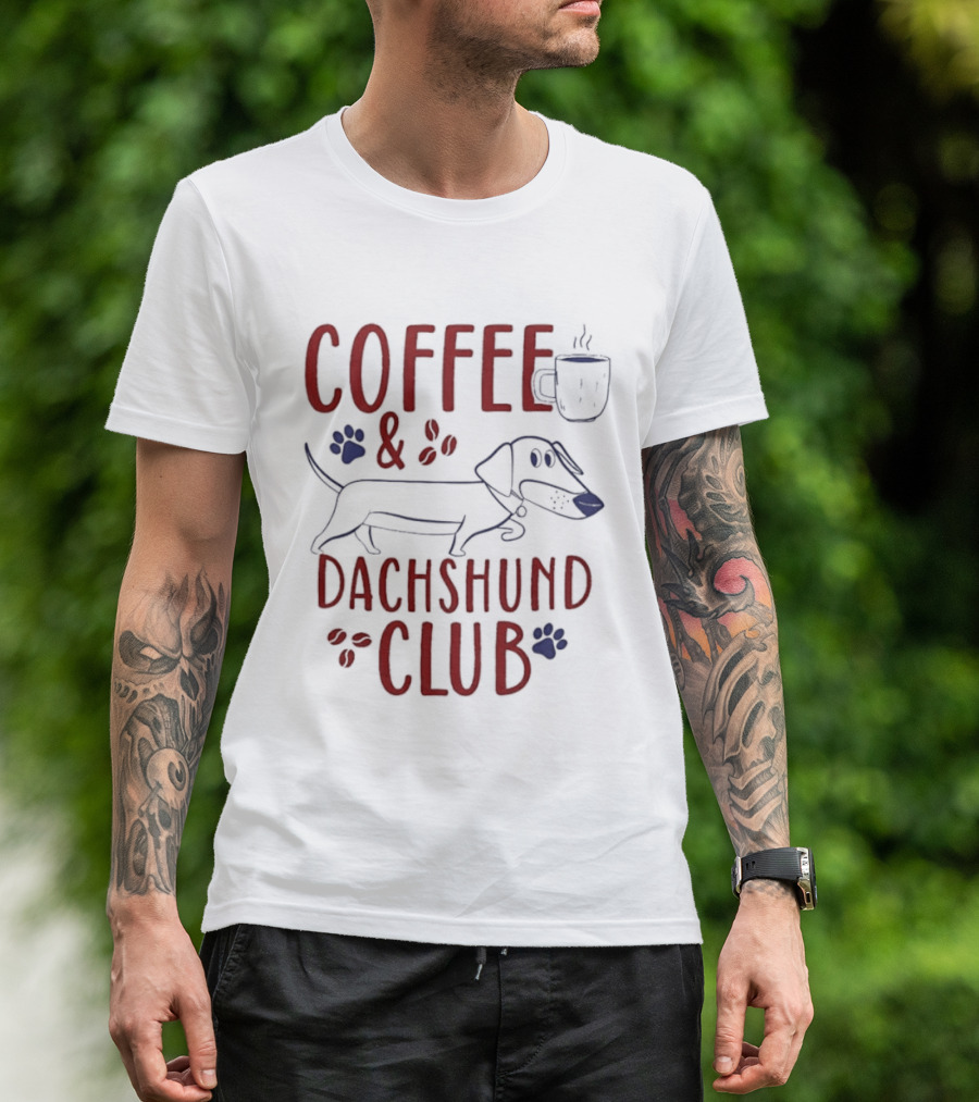Coffee And Dachshund Club Paw Print Caffeine Espresso T-Shirt
