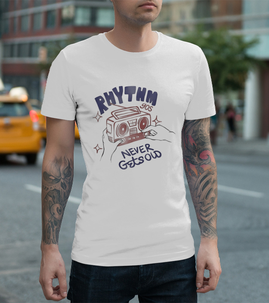Rhythm 90s Boombox Never Gets Old Retro Music Vibes T-Shirt