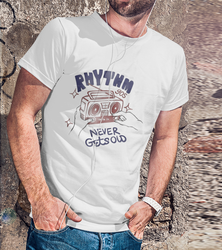 Rhythm 90s Boombox Never Gets Old Retro Music Vibes T-Shirt