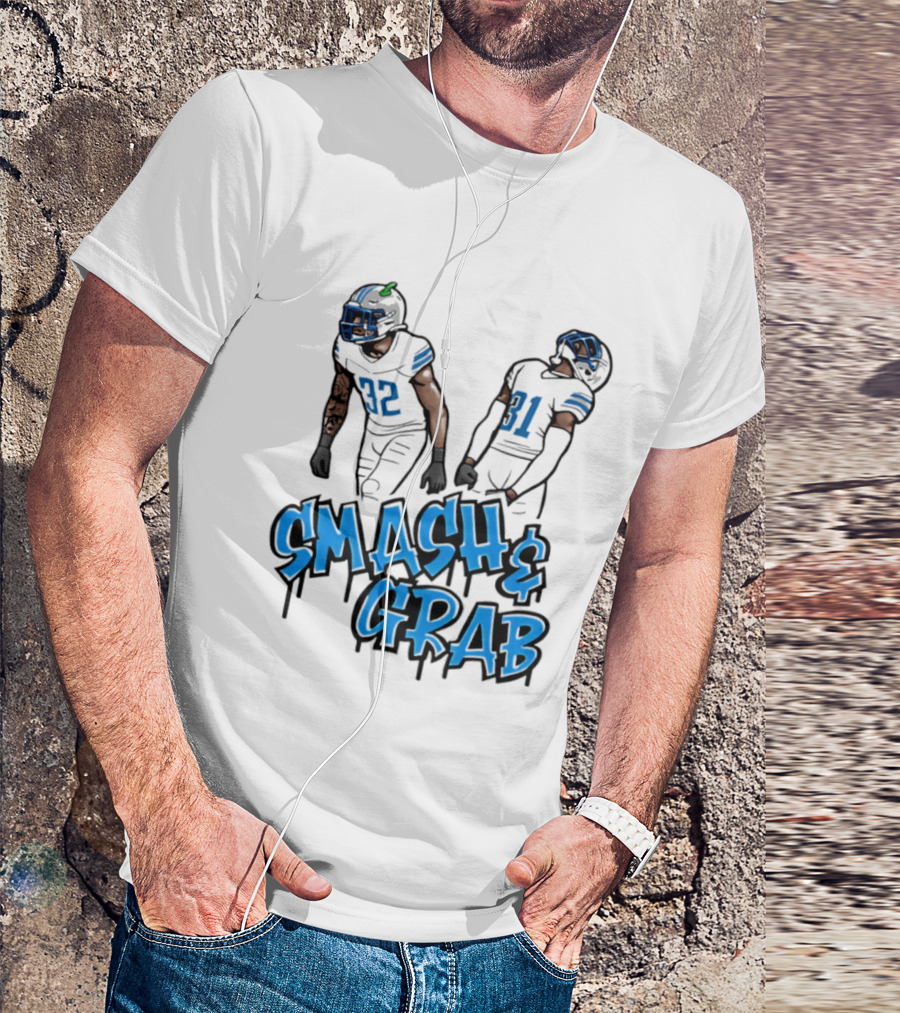 Detroit Lions Smash And Grab Football Players 32 And 31 Sports Fan Gear T-Shirt