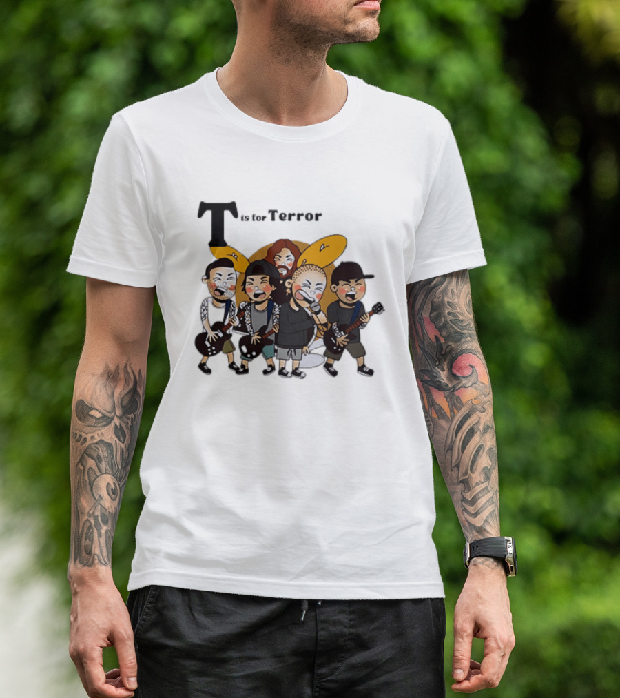 T Is For Terror Cartoon Punk Rock Band Music T-Shirt