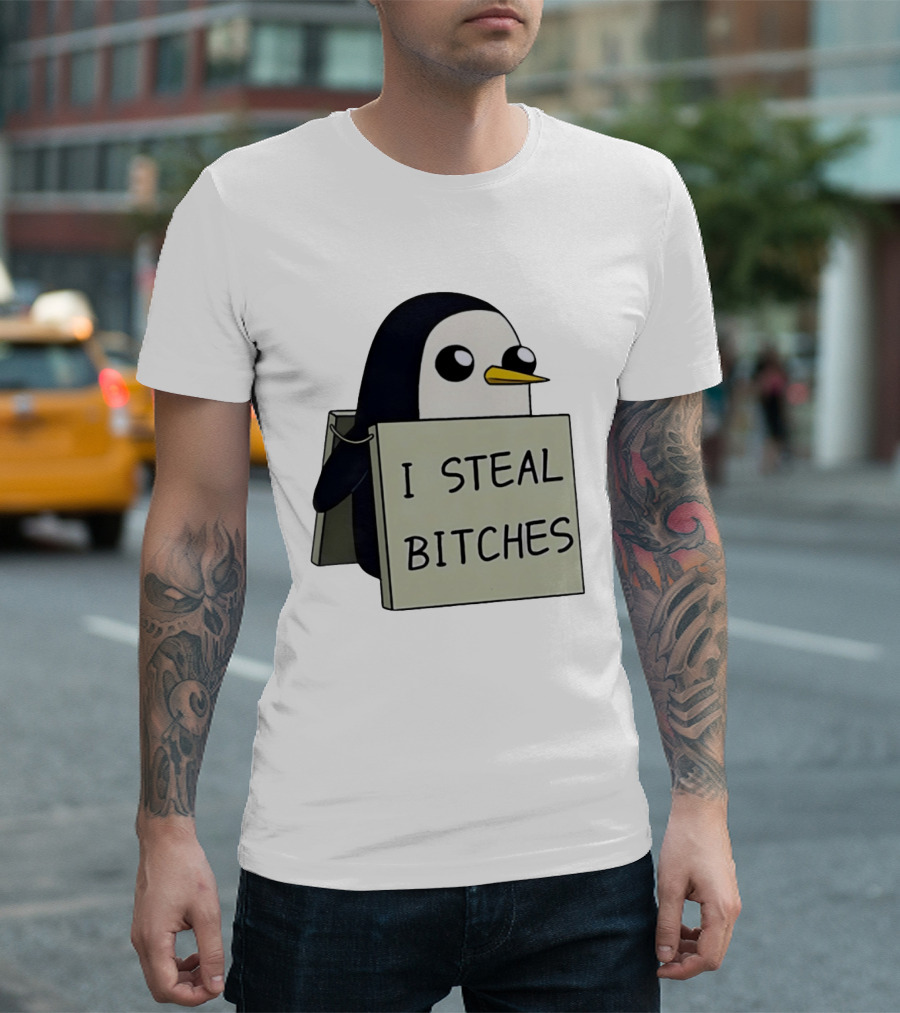Gunter The Penguin I Steal Bitches Adventure Time Iconic Character Humor T-Shirt