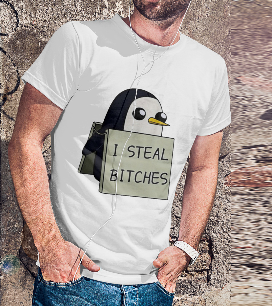 Gunter The Penguin I Steal Bitches Adventure Time Iconic Character Humor T-Shirt