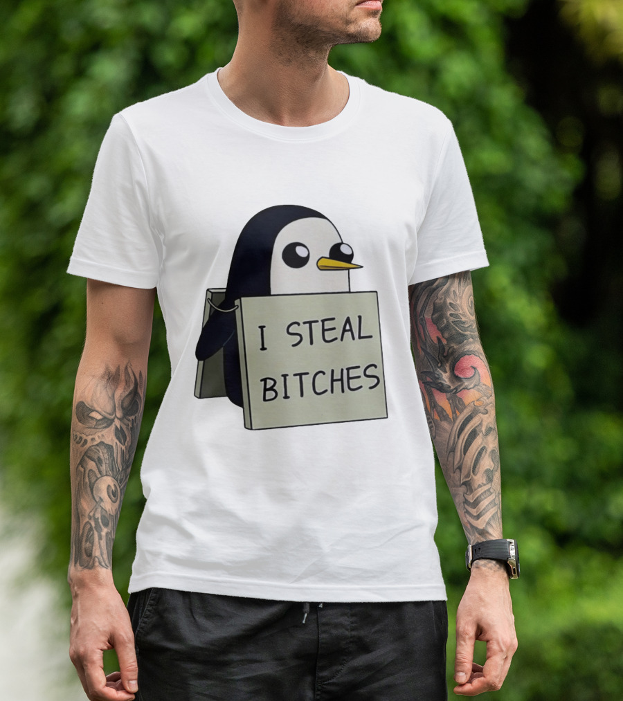 Gunter The Penguin I Steal Bitches Adventure Time Iconic Character Humor T-Shirt