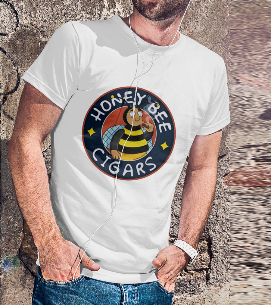Honey Bee Cigars Smoking Cartoon Bee T-Shirt