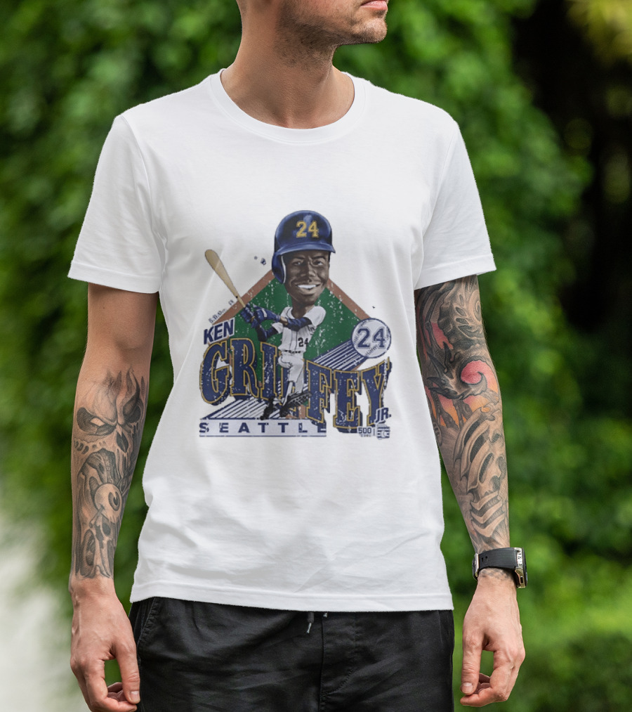 Ken Griffey Jr 24 Seattle Mariners 500 HR Club Distressed T-Shirt