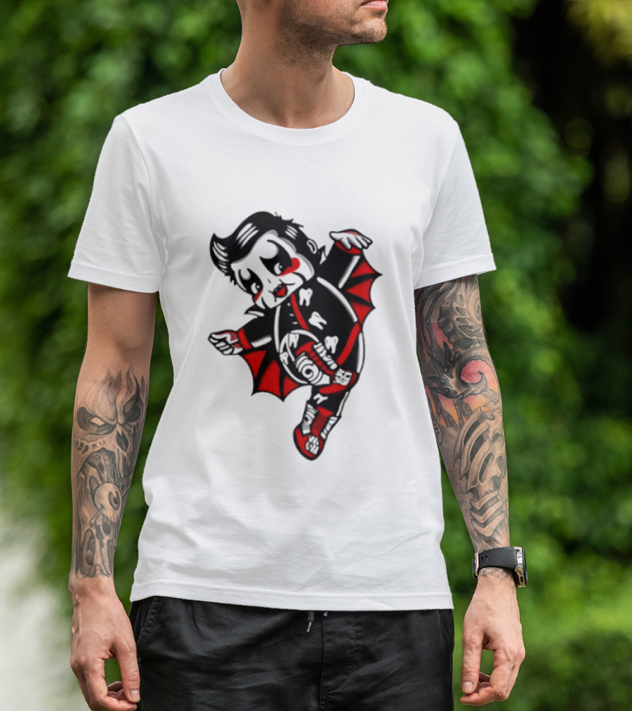 Little Vampire Kewpie Doll With Wings Teeth And Red Details T-Shirt