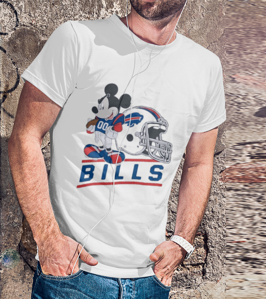 Mickey Mouse Buffalo Bills 00 Jersey Football Helmet T-Shirt