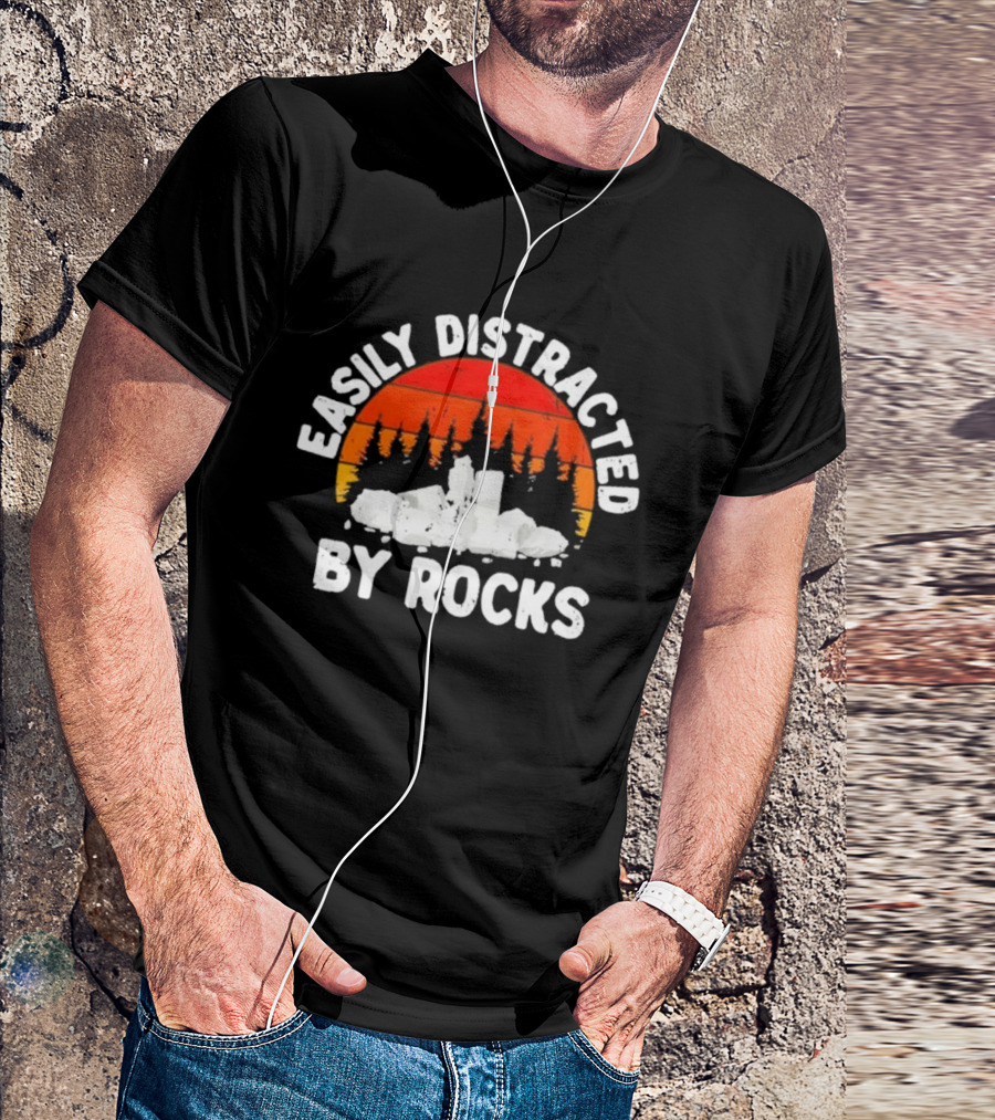 Easily Distracted By Rocks Geologists Forest Sunset T-Shirt