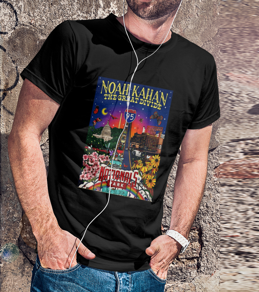 Noah Kahan The Great Divide Nationals Park July 22 2026 Washington D C Interstate 95 Capitol Flowers Butterflies T-Shirt