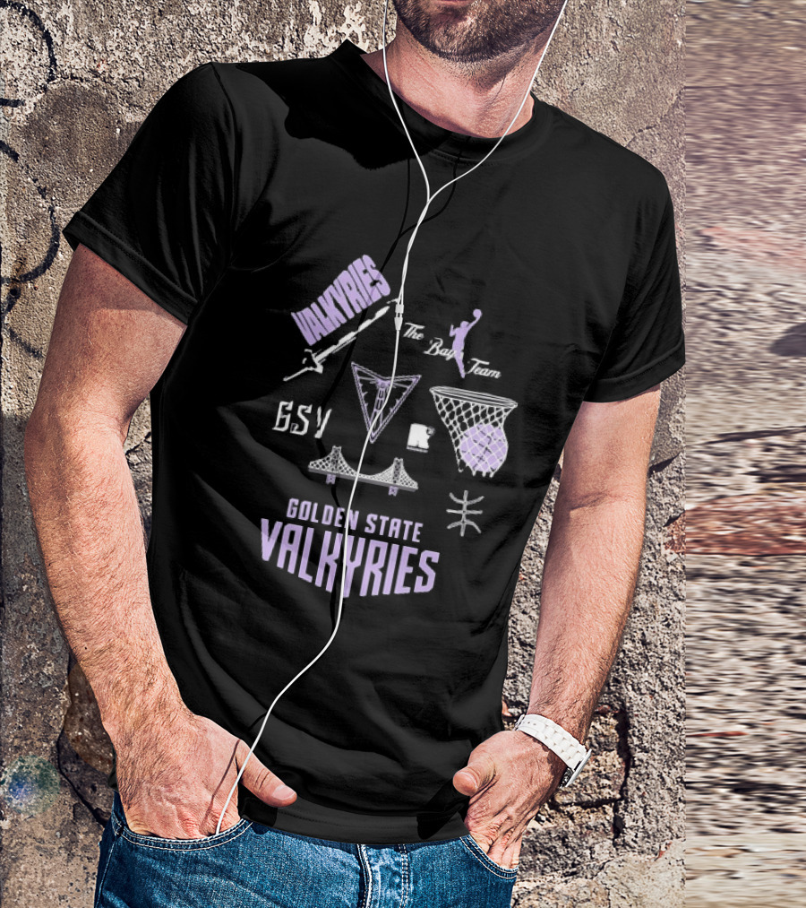 Golden State Valkyries The Bay's Team Basketball Collage GSV Bridge Sword T-Shirt