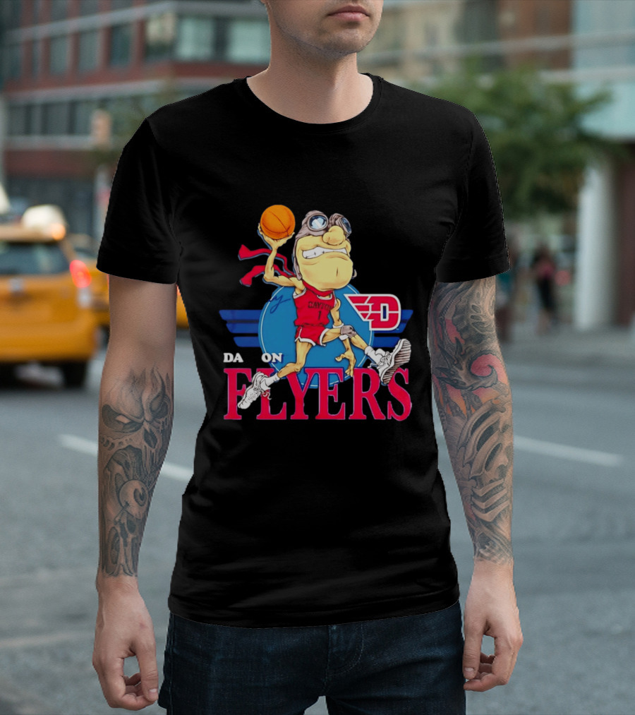 Dayton Flyers Rudy Dunking Basketball Cartoon T-Shirt